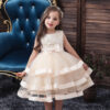 Princess dress for girls, elegant wedding evening wear, embroidered flower pattern, for kids