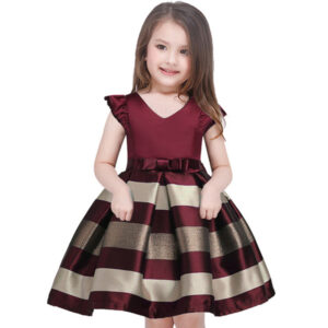 Princess dress for little girls, sleeveless striped outfit for toddlers, European and American fashion clothes