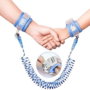 Anti Lost Wrist Link - Toddler Wrist Leash for Kids Child Safety Wristband Reflective with Key Lock - 4.92 ft Blue