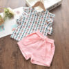 Girls clothing sets, 2 pieces, sleeveless summer outfits + printed bow skirt, kids and babies pieces