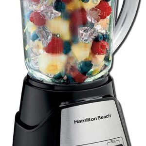 Hamilton Beach Power Elite Blender with 12 Functions for Puree, Ice Crush, Shakes and Smoothies and 40 Oz BPA Free Glass Jar, Black and Stainless Steel