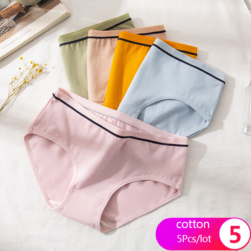 Cheap LANGSHA 5Pcs Women Panties Cotton Breathable Underwear Set