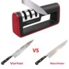 Knife and Scissor Sharpener, 2021 NEW Kitchen Knife Sharpener, 3-Stage Knife Sharpening System, Non-slip Base Kitchen Knife Sharpener, Easy to Use, Red, I3612