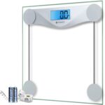 Etekcity Digital Body Weight Bathroom Scale with Body Tape Measure, Large Blue LCD Backlight Display, High Precision Measurements,6mm Tempered Glass, 400 Pounds