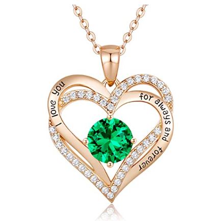 CDE Forever Love Heart Women Necklace 925 Sterling Silver Rose Gold Plated Birthstone Pendant Necklaces for Women with Cubic Mother's Day Jewelry Gifts Birthday Gift for Mom Women Wife Girls Her