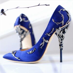 2021 Fashion Wedding Shoes pink blue bridal Pointed eden pumps Women high heels 9 cm with leaves shoes for evening Cocktail prom party