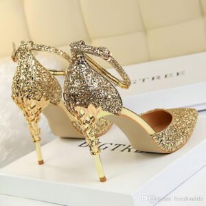 Sparkle Women Designer Shoes Comfortable Wedding Bridal Shoes High Heels Sandal for Wedding Evening Party Prom Wear