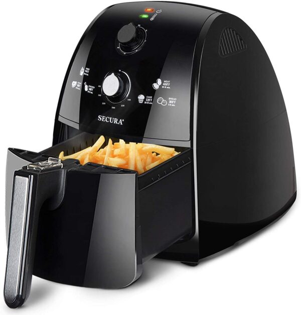 Secura Air Fryer 4.2Qt / 4.0L 1500-Watt Electric Hot XL Air Fryers Oven Oil Free Nonstick Cooker w/Additional Accessories, Recipes for Frying, Roasting, Grilling, Baking