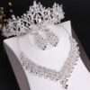 The best-selling high-end bride wedding crown necklace earrings three-piece set designer white crystal handmade fine craft free shipping