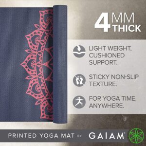 Gaiam Yoga Mat - Classic 4mm Print Thick Non Slip Exercise & Fitness Mat for All Types of Yoga, Pilates & Floor Workouts (68" x 24" x 4mm)