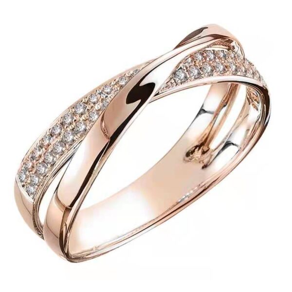 Hot Classic Wedding Rings for Women Fashion Two Tone X Shape Cross Dazzling CZ Ring Female Engagement Jewelry
